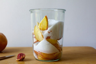 peaches + sugar + apple cider vinegar