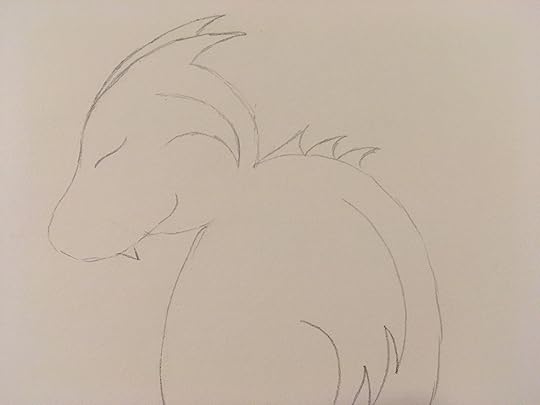 Head tilted down, content dragon