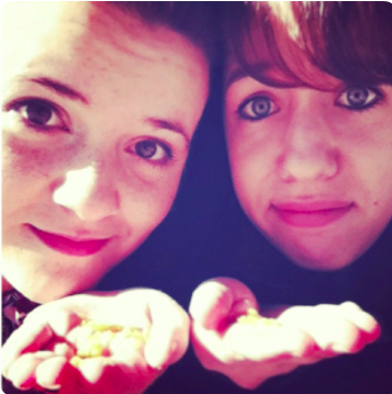  Here pictured: freshmen elen and joy eating goldfish which embody three of their greatest delights: salt, cheese, and carbohydrates.&nbsp; 