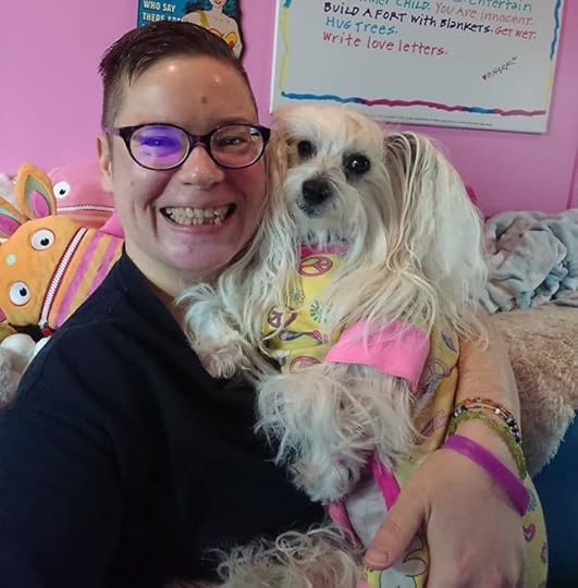 In case you need a pic today of a sweet little dog who loves cuddling. (Smiling) She is comfort and joy.<br />.<br />.<br />.<br />#petalrainfield #chinesecrested #hairyhairless #dogstagram #ilovemydog #ilovemychinesecresteddog<br />#cherylrainfield #YAwriter #LGBTQwriter #booknerd #bookworm #ireadYA #survivor #feminist