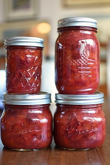 four jars of sour cherry apricot jam