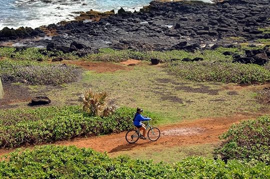 Biker on a trail in Kauai, Hawaii