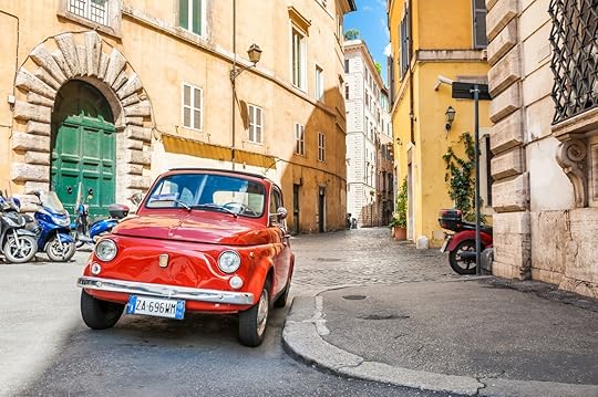 Red vintage Fiat Nuova 500