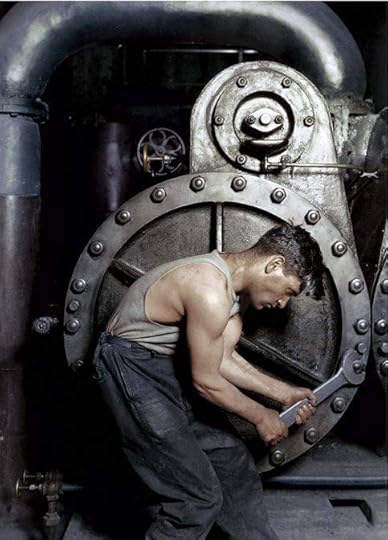 1920 - Power house mechanic working on steam engine