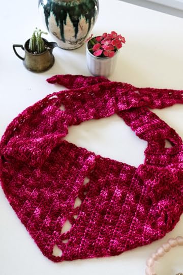 Cashmere Bandit Scarf Crochet #Pattern by #VickieHowell | #crochet it with Jilly Cashmere Yarn #crochetscarf #crochetingscarf #bandit #cashmere #knittingpattern #lacecrochet #howtocrochetlace