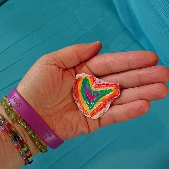You are loved. You matter. And if you are having a hard time, know that it will get better. I am sending you love and hope today if you need or want it. (hugging you)<br />.<br />.<br />P. S. Leanne made me this rainbow heart from paper we made together. It is sweetness and love and inclusiveness.<br />.<br />.<br />.<br />#loveisstronger #lovewins #lovetrumpshate #loveislove #positivevibes #positiveenergy<br />#cherylrainfield #YAwriter #LGBTQwriter #booknerd #bookworm #ireadYA #survivor #feminist