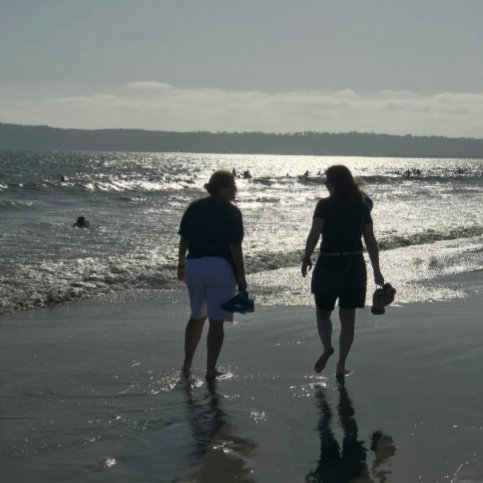 Beach walk with Catherine Lane