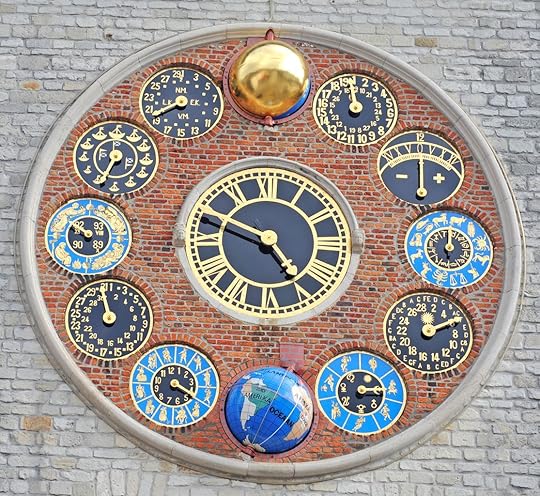 Clock face on the Zimmer tower in Lier, Belgium