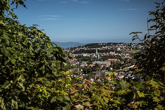St Olavs Way city view through greenery
