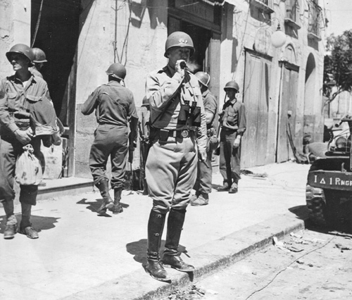Gen. George Patton in Gela, Sicily, July 1943 (US National Archives)