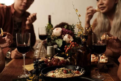 Food, wine, flowers, conversation
