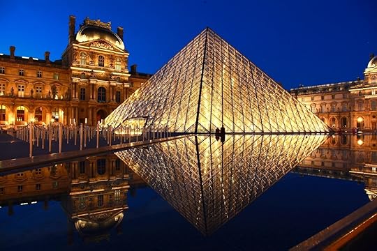 louvre pyramid at night