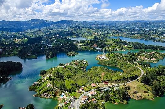 Panoramic view from Rock of Guatape in Medellin, Colombia
