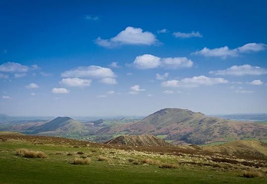 Caer Caradoc, The Lawley and in the distance the Wrekin, seen from the Long Mynd, Shropshire 