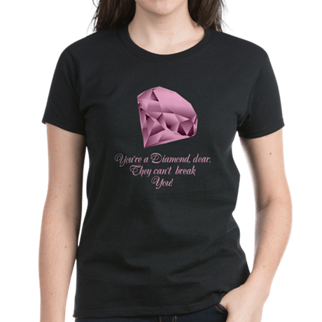 Girl in a black diamond tshirt
