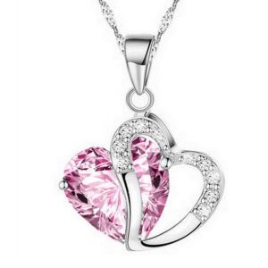 A necklace with an artificial pink rhinestone necklace.