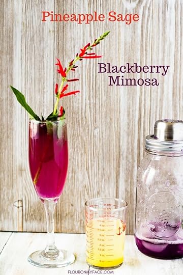 Pineapple Sage Mimosa recipe made with fresh herbs from a cocktail herb garden.