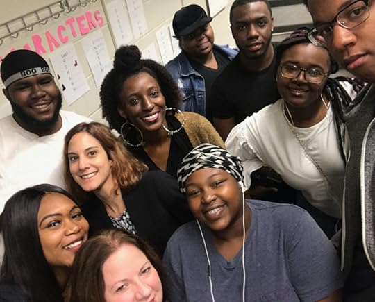 Grads2Careers interns and instructors at the end of summer program celebration. Tyrese Sampson shown on top right in black t-shirt.