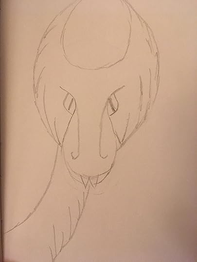 Dragon looming in from the left head and neck only