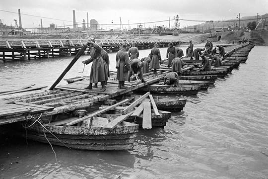 Soviet Army engineers building a bridge across the Seversky Donets River, Belgorod, Russia, Aug 1943 (Russian International News Agency: 879)