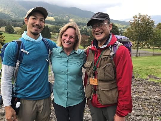 With shinrin-yoku (forest bathing) guides Akira and Kouriki in the Japanese Alps.
