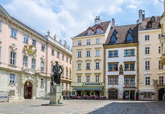 Judenplatz square in the central Vienna, Austria