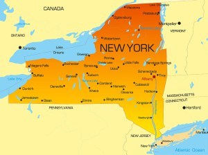 Vector color map of New York state. Copyright Deposit Photos