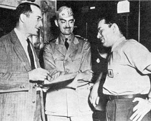 Robert Heinlein, L. Sprague de Camp, and Isaac Asimov in 1944
