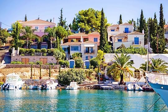 Scenic in the old harbor of Spetses island Greece