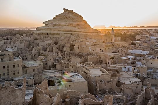 Beautiful sunset at Siwa oasis. Shali fortress ruins, Siwa oasis old town, Egypt