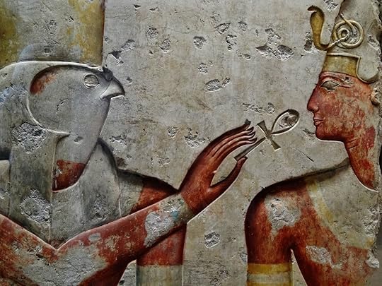 Horus and the Pharaoh. Giving the breath of life