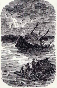 Huck Jim raft wecked boat