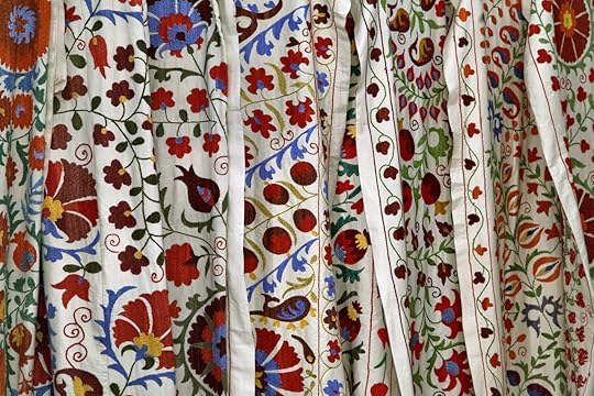 Traditional uzbek suzani embroidery fabrics