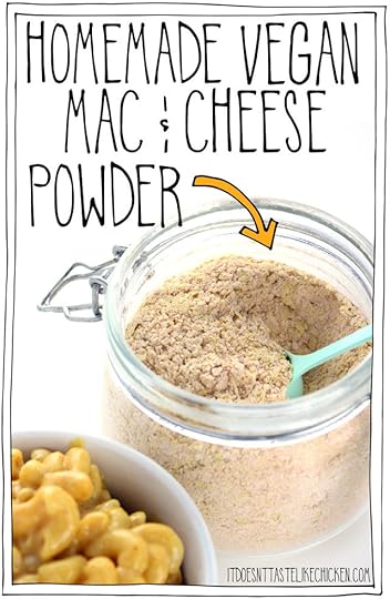 Homemade Vegan Mac & Cheese Powder! Add the ingredients to a jar and shake for shelf stable DIY boxed mac and cheese. This instant powder makes a creamy, cheesy, and super yummy vegan mac and cheese. Dairy-free, gluten-free, nut free, soy free, and whole food plant-based! #itdoesnttastelikechicken #veganrecipes #dairyfree #macandcheese