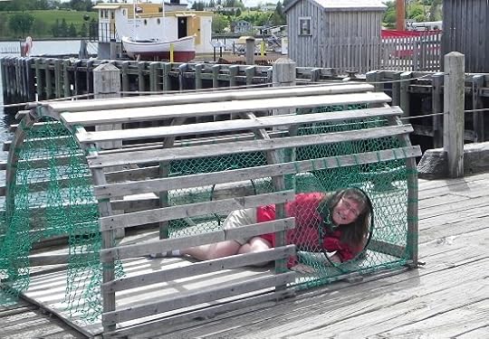 Janet Sketchley, inside a giant lobster trap