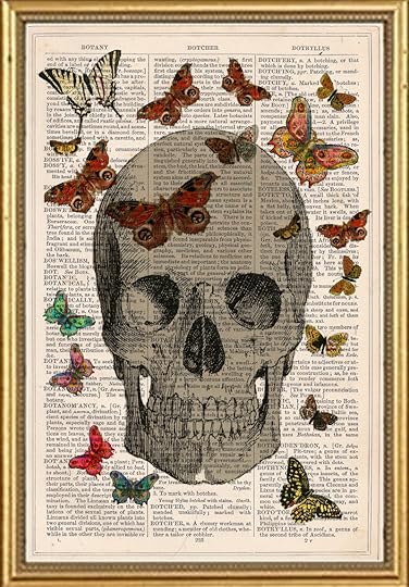Vintage Dictionary Book Art Print Skull Butterflys by PeregineJewels