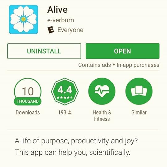 I’ve just started using the Alive app by eVerbum and I am loving it. It’s such a positive, encouraging, healing app that could be very helpful for those of us who deal with depression, anxiety, self-harm, and other mental health issues.<br /><br />It is easy and even fun to use, you can skip things that you don’t want to do, and it’s also enlightening and/or has fantastic reminders of ways to shift your mood or help you use positive coping skills more. I also like the tiny tidbits of scientific reasons to follow some of the tasks or behaviours. <br />It has many tasks, programs, mini articles, and more to help boost your happiness, including some concrete suggestions like listening to a happy song that you love, smelling a favorite smell, connecting with others, etc.<br /><br />It’s free, though if you want to get rid of ads you either have to pay for it, or use coins you earn by using the app to temporarily get rid of ads. I highly recommend it!<br /><br />It is only available on Android. If you have an iphone, try Happify. (Happify is also available on Android.)<br />.<br />.<br />.<br />#positiveenergy #positivity #happinessbooster #depression #anxiety #selfharm #alive #aliveeverbum<br />#cherylrainfield #YAwriter #LGBTQwriter #booknerd #bookworm #ireadYA #survivor #feminist