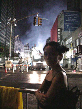 May Ling Su at Ground Zero of the World Trade Center on 9/11