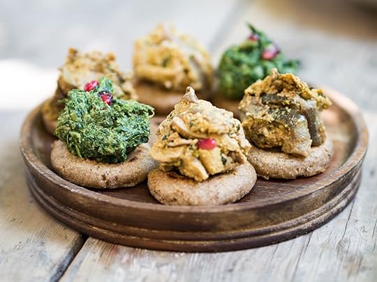 Georgian Starter with Spinach and Walnuts on a Wooden Dish in Tbilisi, Georgia