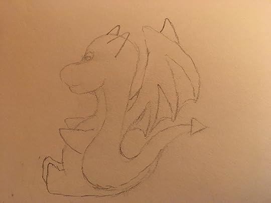 Cute little dragon sitting on its bottom