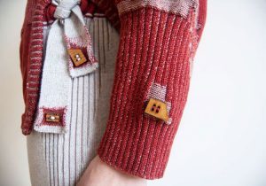 Cardigan of textural Tartan designed by Anna Cuinu