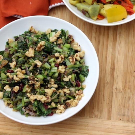 Saag Muglai – Wilted Spinach and Greens with Carmelized Onions and Raisins