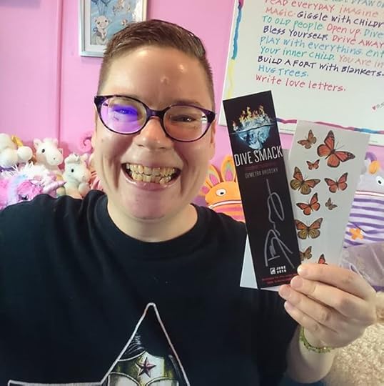 I love this awesome bookswag from @demebrodsky for her #YAlit thriller DIVE SMACK – a signed bookmark, Monarch butterfly tattoos, and a meaningful, hand-written card. I can’t wait to read her book!<br /><br />It’s got fantastic blurbs by authors I love including @c_desir who said: “Complex, thrilling, and with a pitch-perfect narrative voice, DIVE SMACK will leave you on the edge of your seat and unable to put this one down.” #divesmack #demetrabrodsky #YAbooks #yarecs #bookrecs #bookrecommendations #booklove #bookswag #christadesir <br />#cherylrainfield #YAwriter #LGBTQwriter #booknerd #bookworm #ireadYA #survivor #feminist