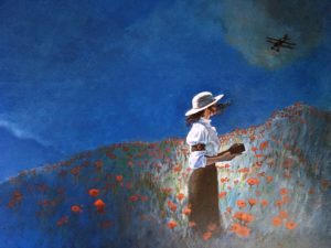 Book cover, how to find a book cover designer, book cover illustration, A Poppy in Remembrance, artist painting a book cover, book cover illustration from start to finish