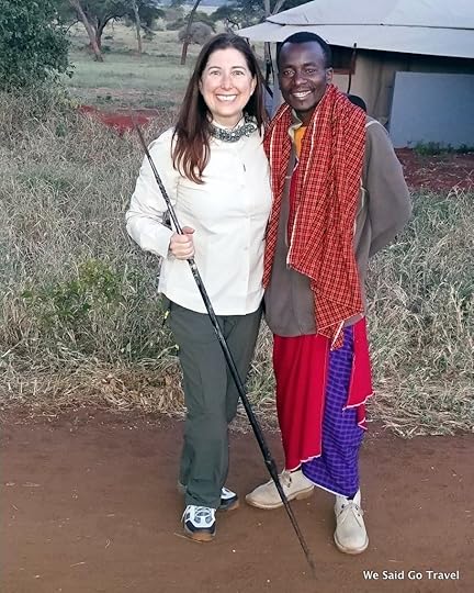 Lisa Niver with Maasai Warrior Sanctuary Swala