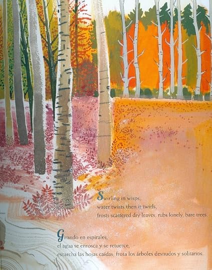 Poem & picture from Water Rolls, Water Rises/El agua rueda, el agua sube, by Pat Mora & illustrated by Meilo So.