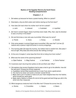Mystery of the Egyptian Mummy Scott Peters Reading Comprehension Worksheet 2