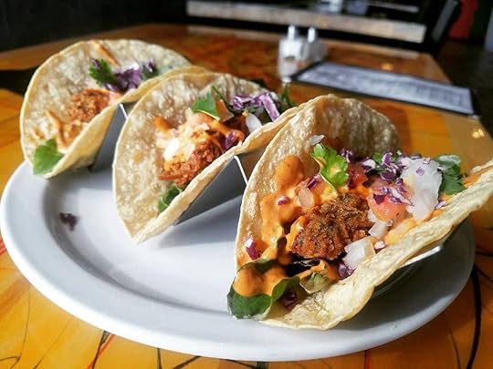 Coconut crusted avocado tacos at Estrella Negra in Chicago