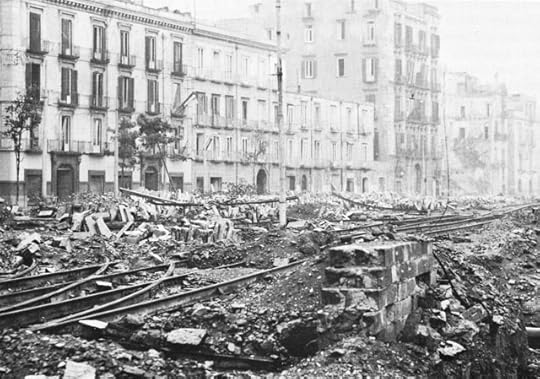 Wreckage in the dock area of Naples, Italy, caused by the Germans before they left the city, 1943 (US Army Center of Military History)
