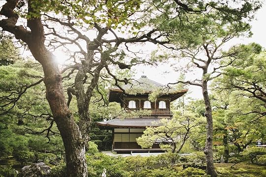 Green forest with temple like structure in Japan